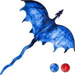 JEKOSEN Ice Dragon 54" Huge Kite for Kids and Adults Easy to Fly Single Line String with 160" Tail for Beach Trip Park Family Outdoor Games and Activities