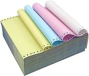 FirstZi 4 Part 9.5"x11" Continuous Computer Paper for Tractor Dot Matrix Printers, 1000 Sheets - 250 Sets Quadruplication NCR Paper-1/2" Margin Trim Perforation, 4 Colors (White/Red/Blue/Yellow)