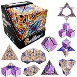 Kiddie Galaxia® Magic Cube Shape Shifting Puzzle Box - Magnetic Cube Puzzle Fun Cube - Fidget Cube Mind-Challenging Fun Game Magnetic Cube Transforms Into Over 70 Shapes