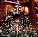 Halloween Decorations Outdoor, 236" Spider Web+ 59'' Giant Spider Halloween Decorations for Outside Indoor Yard Garden Lawn Party Haunted House Décor