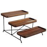 HOMKULA 3 Tiered Tray Stand - Three Tiered Serving Stand with Acacia Wood Serving Trays & Platters for Cupcake Stand, Dessert, Food, Party, 14 Inch