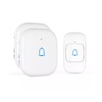 Himster Wireless Doorbell, Waterproof Door Bell Chime Kit Alarm for Home at upto 1000 Feet Range Operating with 56 Melodies, LED Flash, 7 Levels Adjustable Volume (White 1 Transmitter & 2 Receivers)