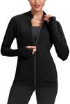 PINSPARK Lightweight Workout Jackets Womens Full Zip Slim Fit Athletic Running Jacket with Thumb Holes