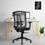 beAAtho Irish Mesh Mid Back Ergonomic Office Chair for Work and Home with Adjustable 3D Arms, 2D Lumbar Support & Coat Hanger and 3 Years Warranty (Nylon Base) (Grey, Irish, Medium Back)
