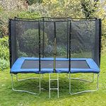 Acrobat 7x10FT or 305cm x 213cm Rectangular Trampoline with Blue Coloured Padding, Safety Net Enclosure, and Ladder