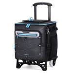 Lekeinchi Cooler Bag with Wheels, 50 Can Leakproof Beach Cooler Bag Insulated Camping Cool Bags Portable Travel Cooler for Grocery Shopping, Camping, Road Trips, Black