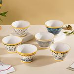 Nestasia Ceramic Ramen Bowls Set of 6 | Microwave & Dishwasher Safe Snack Bowl | Ideal for Serving Noodles, Ramen, Maggi, Soups or Curries (Set of 6, 350ml Each) | Diwali Gift for Friends & Family