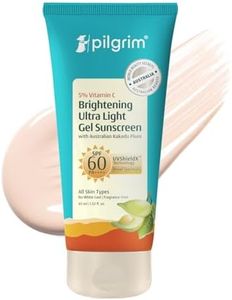 Pilgrim 5% Vitamin C Brightening Ultra Light Gel Sunscreen SPF 60 PA++++ 45ml | UVA/UVB Protection | No White Cast | Fights Tanning, Brightens Skin | Lightweight & Non-Greasy | For All Skin Type