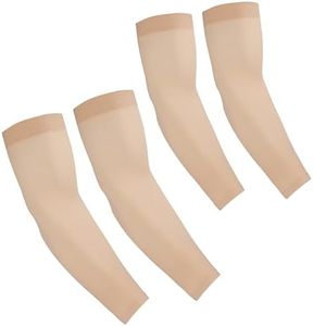 TEVEUNI Arm Sleeves for Men Women, Sun Protection Cooling UPF 50 Compression Arm Sleeve (Beige)