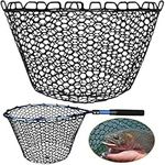 Dovesun Rubber Fishing Net Replacement Netting Without Handle Clear Black Fishing Nets for Fish Fly Fish Landing Net Bag for Freshwater Saltwater Foldable Trout Net Rubber Mesh 5 Sizes