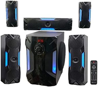 Rockville HTS56 1000W 5.1 Channel Home Theater System with 8" Subwoofer, Bluetooth, USB, Includes Remote, LED Light Effects - Perfect for Movies, Music, Karaoke