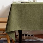 BALCONY & FALCON Washable Linen Rectangular Tablecloth Waterproof Oil-Proof Crease-Proof and Dust-Proof Tablecloth Used for Gatherings Restaurants Kitchens Banquets (Olive, 55 x 95 inch)