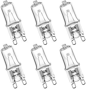 G9 Halogen Bulb 120V 25W T4 Type 2 Pin Base Light Bulb Replacement Dimmable Warm White (6 Pack)
