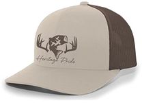Heritage Pride Deer Hunting Fishing Duck Hunt Mens Embroidered Mesh Back Trucker Hat, Khaki/Brown, One Size