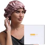ZIMASILK 100% Mulberry Silk Bonnet for Women Hair Care, Double-Layer Silk Shower Cap, Natural Silk Hair Wrap for Sleeping with Elastic Stay On Head (1Pc, Pink)