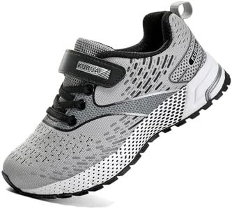 Kids Running Shoes for Boys Sneakers Girls Gym Tennis Shoes Toddler Sport Athletic Grey Silvery 2 Big Kid
