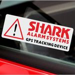 5 x Shark GPS Vehicle Alarm Tracker Security Stickers Signs Car Van Truck Taxi Mini Cab Bus Coach Secure Protection Warning Notice Viper Deterrent Labels 87x30mm G7 INTERNAL