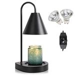 Candle Wax Warmer Lamp - Dimmable Vintage Electric Candle Warmer Lamp for Jar Candles with 2 Included Bulbs, Small Bedside Lamp for Bedroom, Living Room, Home Office (Black Base)