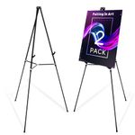 Falling in Art 66" Aluminum Display Easel, Presentation Stand with Adjustable Height for Signs, Posters, and Whiteboards, Black 2 Pack