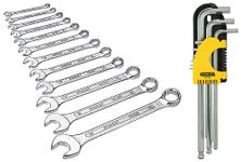 Stanley 94-158 9 Piece Extra Long Metric Ball End Hex Key Set 70-964E Combination Spanner Set With Maxi-Drive System (12-Pieces), Chrome-Vanadium Stee