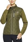 FitsT4 Sports Women's Lightweight Insulated Jacket Quilted Puffer Jackets Thermal Hybrid Coat for Riding Running Hiking Olive S