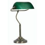 Britalia Antique Brass & Green Glass Shade Vintage Retro Bankers Table Desk Lamp | Adjustable Head | Ornate Column | 1 x E27 Bulb Required | Study - Office | Inline Switch Operated