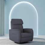 The Sleep Company Luxe Pro Massager Motorised Recliner Sofa| Deep Kneading Rollers| Zero-Gravity Motorized Recline | Revolve Upto 270⁰ | Leatherette Upholstery | Grey | Free Installation