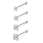 Uni-J 20G Nose Studs for Women Man 4 Pieces Different Sizes Surgical Steel Straight Nose Stud Piercing Jewelry