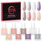 Nail Polish Set 8 Colors Nude Pink White Purple Mini Regular Nail Polish Set Quick Dry Fingernail Toenail Polish for Beginner Nail Polish Kit Gift for Women