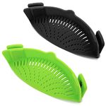 2 Pcs Clip on Strainer, Pot Strainer for Pasta Meat Vegetables Fruit, Silicone Strainer - Fit All Pots Bowls.