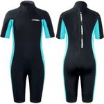 Lansru 3mm Youth Wetsuit for Kids Size 5(35.3lb - 44.1lb) - Safer Material CR Neoprene | Shorty Sleeve | UV Protection | Back Zip for Surfing, Swimming, Snorkeling | Boys & Girls