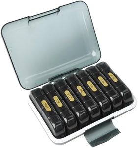 Smarban Pill Organizer 4 Times a Day,Pill Box,Medicine Organizer with Removable Days,Portable 7 Day Pill Case for Travel Pill Containers for Vitamins Fish Oils Supplements (Dazzle Black)