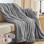 The Connecticut Home Co Throw Blanket for Couch, Soft Luxury Home Decor Faux Fur and Sherpa, 70x60, Cozy Warm Throws for Bed, Gift for Women, Bedding Accent Blankets for Sofa Beds Chair, Silver