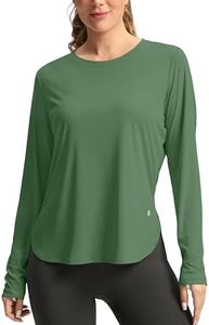 Women's Sun Shirts UPF 50+ Long Sleeve UV Protection Shirt Lightweight Quick Dry Workout Hiking Tops for Women(Army Green,S)