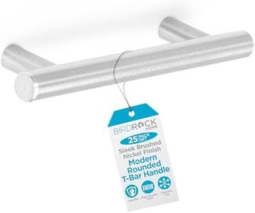 BIRDROCK HOME Simple Modern Rounded T-Bar Handle - Brushed Nickel - 3.75 Inch Kitchen & Bathroom Cupboard - 25 Pack - Sleek Furniture Hardware - Drawer Pull Trad - Stylish Stainless Steel Design