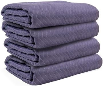 US Cargo Control Moving Blankets 80"x72" MBMEGA85 Mega Mover, (85 lb/doz weight), Professional Quilted Large Moving Blankets, Furniture Packing Pads for Shipping, Cargo Blanket, 4-Pack, Blue