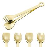 MSY BIGSUNNY Set of 4 Gold Plated Small Serving Tongs - Mini Stainless Steel Appetizer Tongs, 6 Inches (15.2cm, Golden)