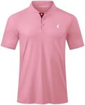 JMIERR Men Golf Shirt Moisture Wicking Quick-Dry Henley Shirt Short Sleeve Casual Button Down Polo T Shirts for Men, M, Pink