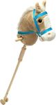 BEJOY Stick Horse with Wood Wheels, Hobby Horse Toy, Real Pony Neighing and Galloping Sounds Plush Toy Beige 36 Inches(AA Batteries Required)