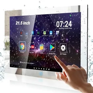 【H2 Chip Android 11.0 System & High-Brightness 2023 Model】Haocrown 21.5-Inch Touchscreen Bathroom TV IP66 Waterproof Smart Mirror TV 1080P LED TV Built-in HDTV(ATSC) Tuner, Wi-Fi Bluetooth (8GB+64GB)