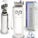 Best Sports Water Bottle - 32oz Large - Fast Flow Flip Top Leak Proof Lid w One Click Open - Non-Toxic BPA Free Eco-Friendly Tritan Co-Polyester Plastic White
