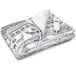 Navaris Christmas Design Heated Throw Electric Blanket, 180 x 130cm Heated Blanket Machine Washable Electric Throw Overblanket with 3HR Auto-Off Timer and 3 x Control Heat Settings