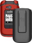 Case with Clip for Sonim XP3 Plus Flip Phone, Nakedcellphone Slim Hard Shell Cover and [Rotating/Ratchet] Belt Hip Holster Holder Combo for T-Mobile/Verizon XP3plus XP3900 - Red