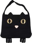 Juvale Black Cotton Cat Trick or Treat Bag with Gold Foil Eyes, Halloween Cat Bag for Candies and Goodies, Reusable Black Cat Bag for Kids, 11.25 x 15.5 in, Canvas Tote Bag for Halloween Parties