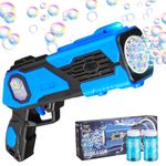 Acacing Bubble Machine for Kids | Bubble Gun | Toys for 3 4 5 Year Old Boys | Outdoor Toys for Kids 3-5 | Easter Basket Stuffers | Bubbles Blaster with 8-Hole Wands&LED Light, Bubble Solution*2