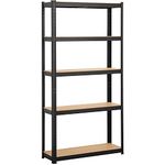 Yaheetech Garage Storage Shelves 5 Tiers Industrial Adjustable Racks for Garage/Warehouse/Living Room/Kitchen With Gloves, 90 x 30 x 180cm, Black