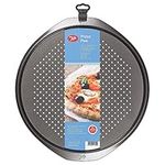 Tala Round Pizza Tray 14 Inch - Pizza Pan Baking Sheet Ideal For Making Large Pizzas - Carbon Pizza Steel Oven Trays Non Stick, Wide Flat Handles, Dishwasher and Freezer Safe - 35cm x 35cm / 14"