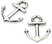 (Simple Anchor) - LolliBeads (TM) Vintage Antiqued Silver Tone Bracelet Connector Anchor Charms - 50 Pcs