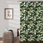 Lush Decor, 72" x 72", Green Tropical Paradise Shower Curtain-Fabric Leaf Rainforest Island Print Design