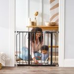 Regalo Easy Step 38.5-Inch Wide Walk Thru Baby Gate, Includes 6-Inch Extension Kit, Pressure Mount Kit, Wall Cups, Black